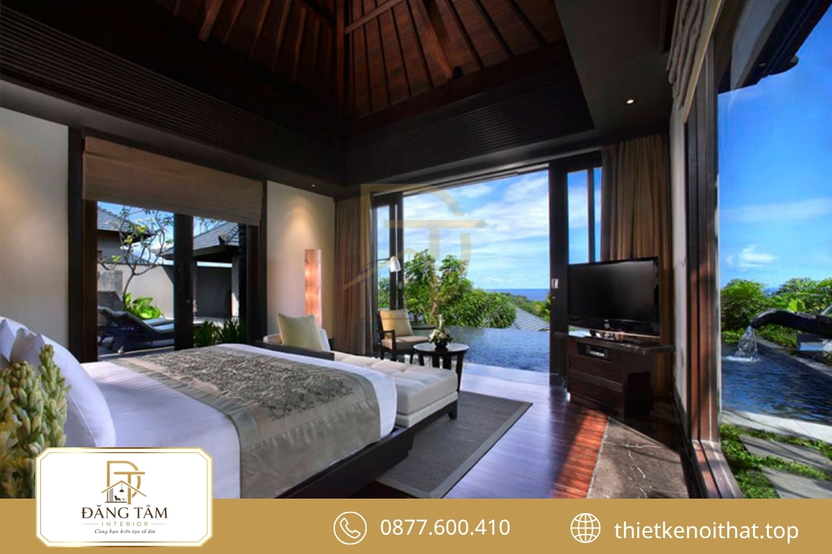 Mẫu thiết kế nội thất biệt thự nghỉ dưỡng châu Âu thanh lịch và rộng thoáng