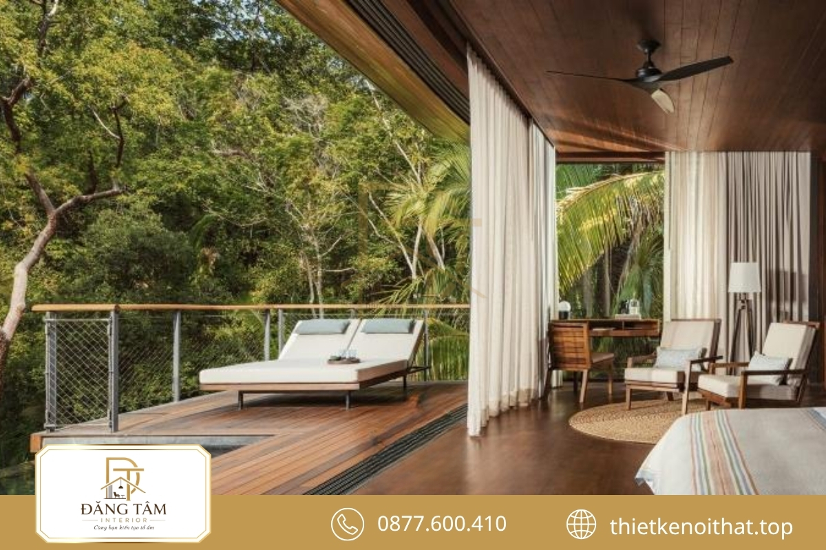 Nội thất biệt thự nghỉ dưỡng ven hồ khai thác tầm nhìn yên tĩnh