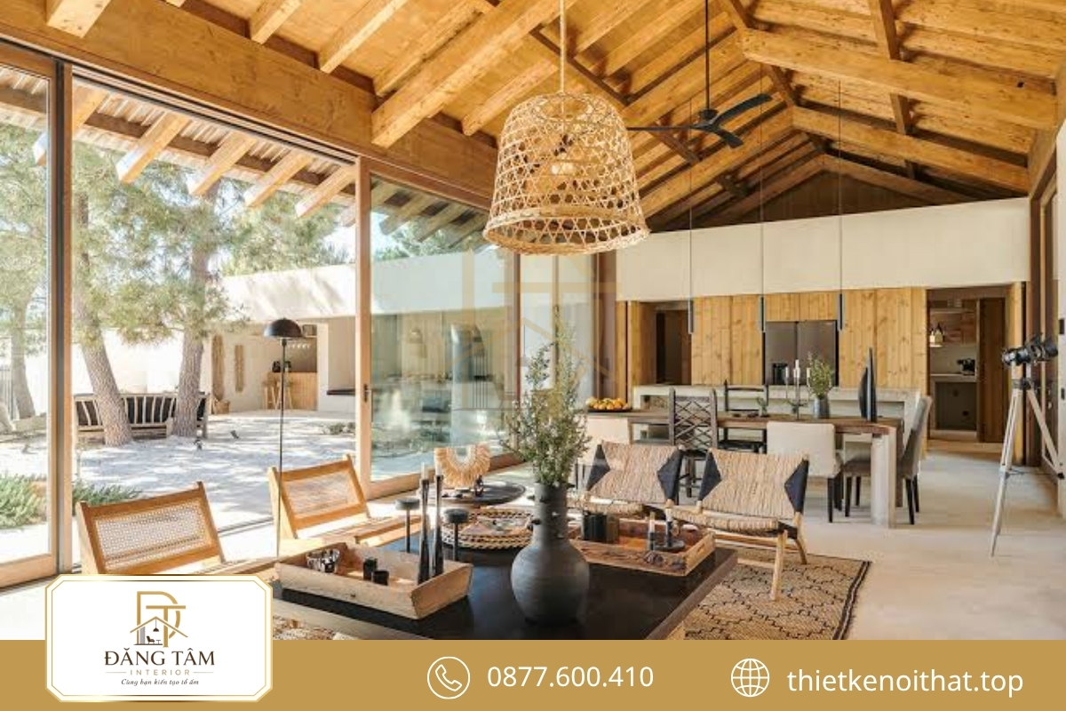 Thiết kế biệt thự nhà vườn Rustic với gỗ mộc và đá tự nhiên