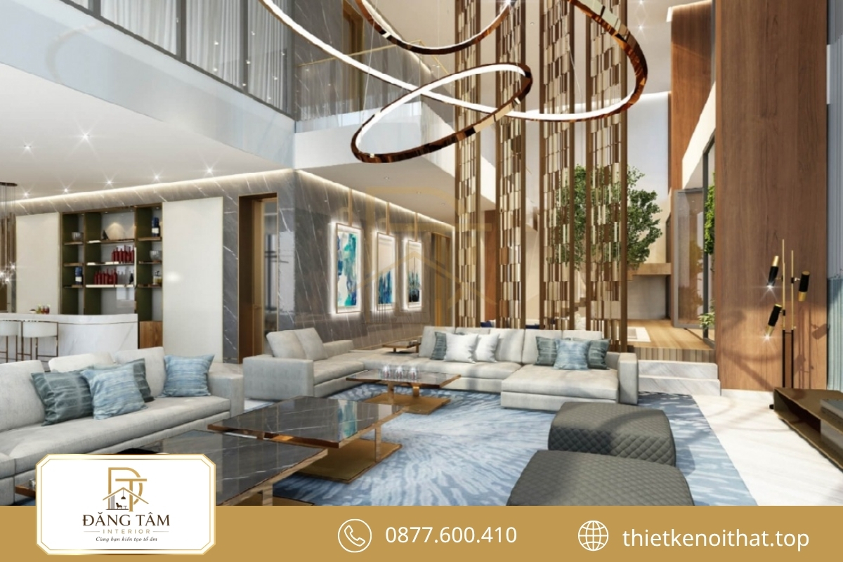Thiết kế nội thất biệt thự song lập hiện đại thoáng sáng, tinh gọn