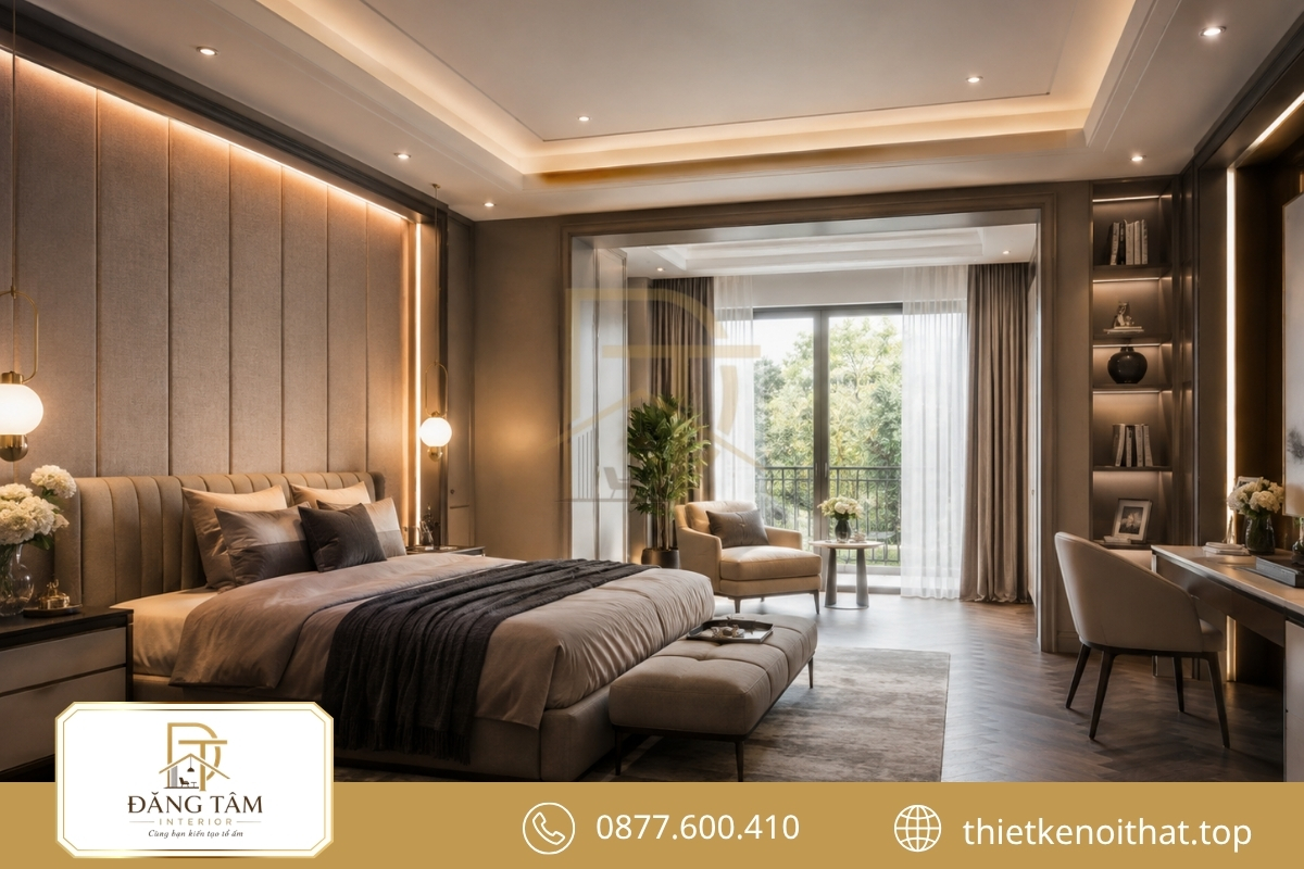 Thiết kế nội thất biệt thự đơn lập với phòng ngủ theo nhu cầu riêng 