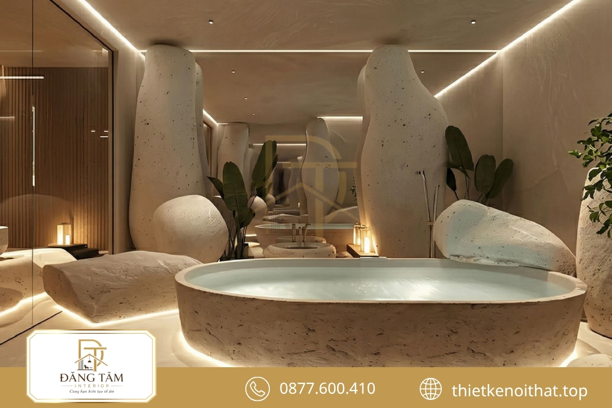 Phòng tắm thiết kế nội thất resort villa mang cảm giác spa thư giãn riêng tư