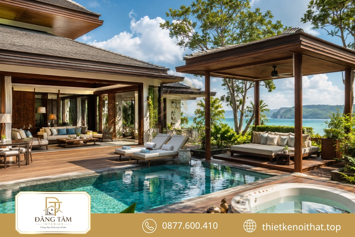 Tiện ích riêng nâng tầm trải nghiệm trong nội thất biệt thự nghỉ dưỡng cao cấp