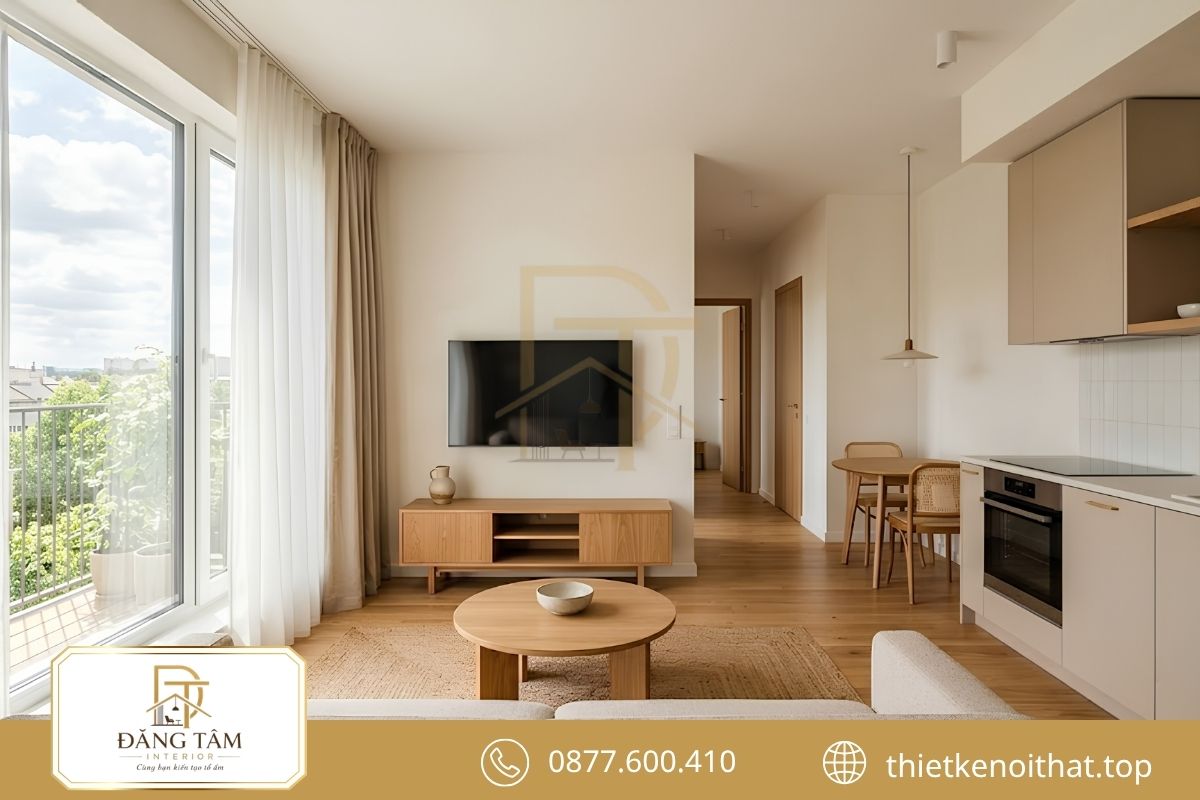 Ánh sáng tự nhiên mang lại cảm giác rộng thoáng cho căn hộ 55m2 