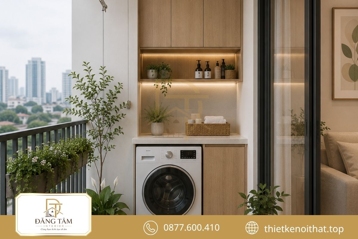 Trang trí căn hộ chung cư 50m2 với ban công gọn gàng nhiều ánh sáng