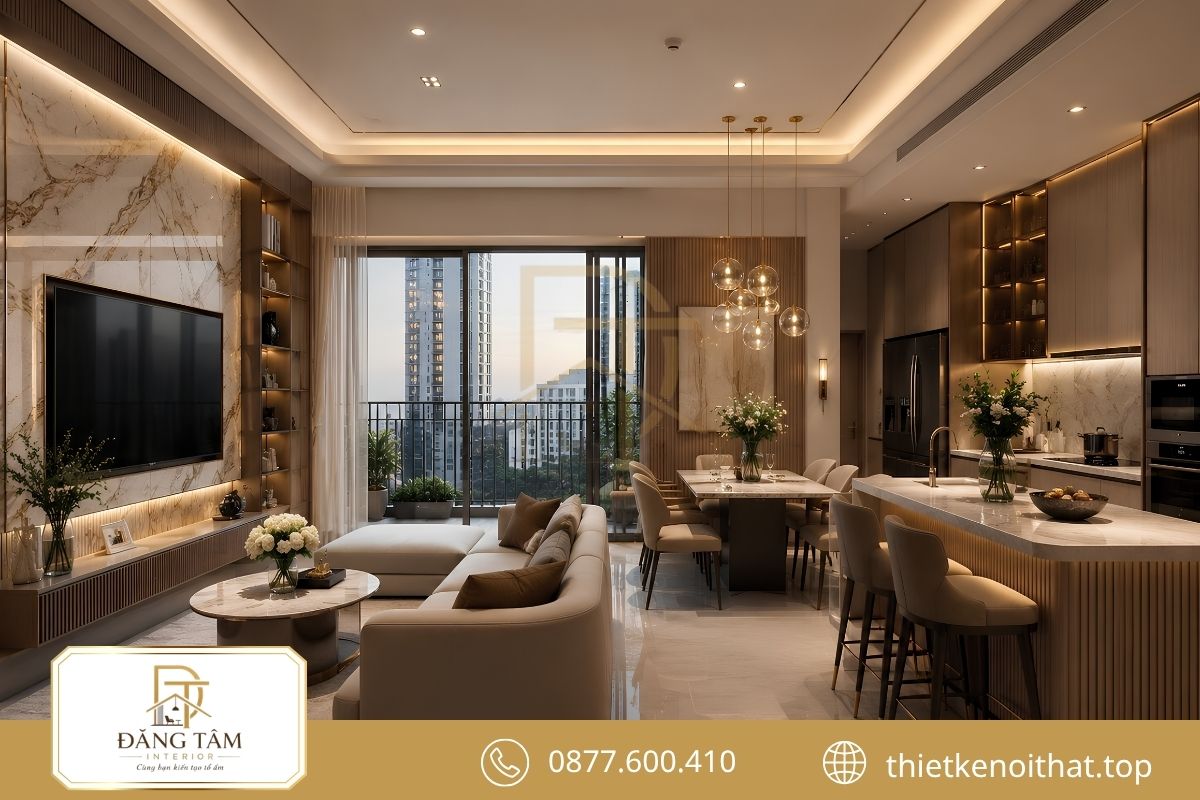Căn hộ 80m2 phong cách Luxury sang trọng với vật liệu cao cấp