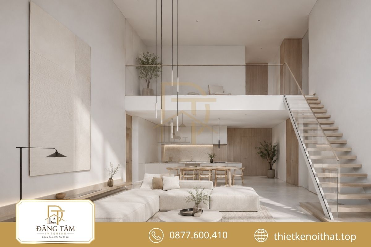 Nội thất tối giản giúp căn hộ Duplex rộng thoáng và gọn gàng