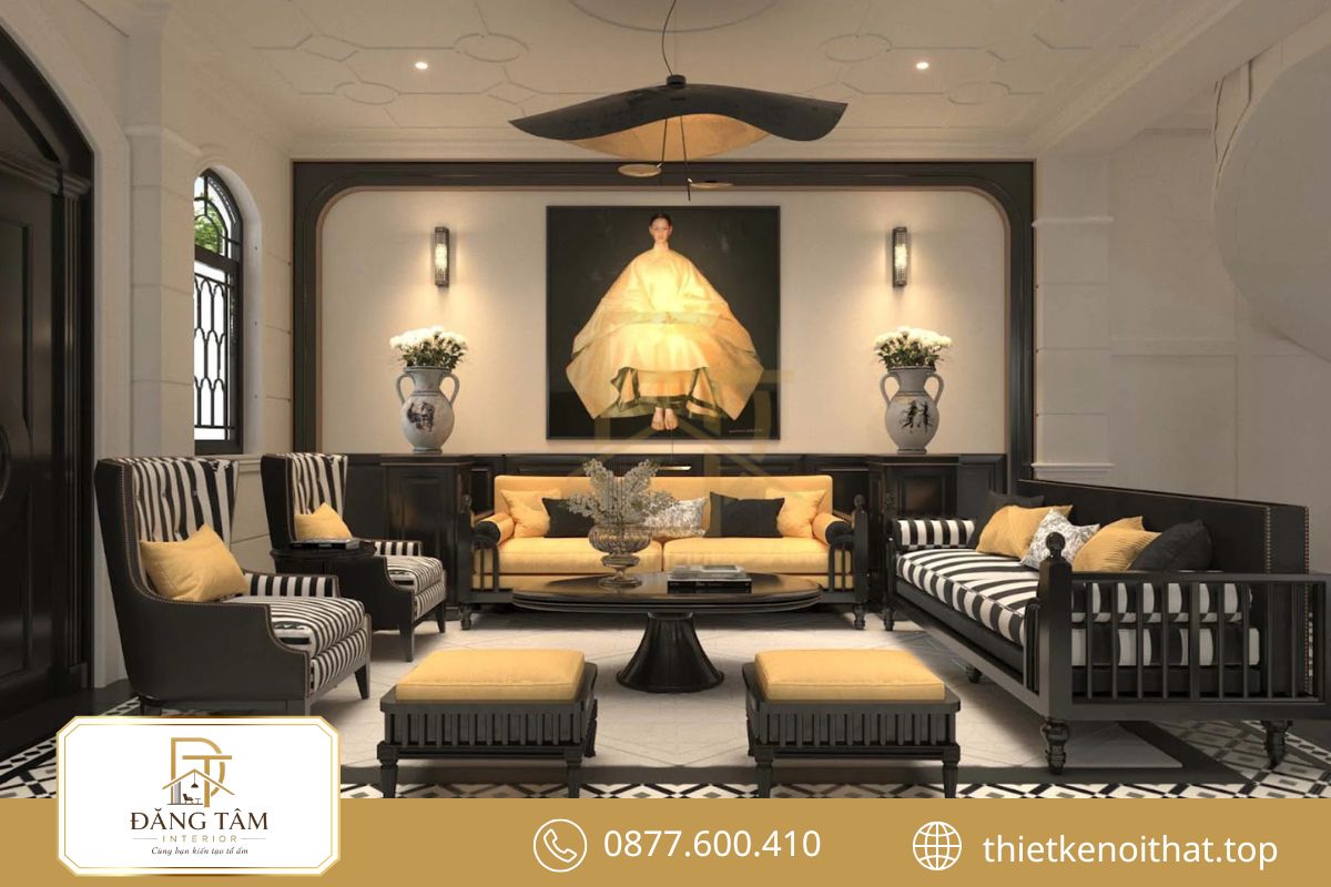 Dự án phòng khách Indochine – Hoài cổ, sang trọng và giàu bản sắc văn hóa