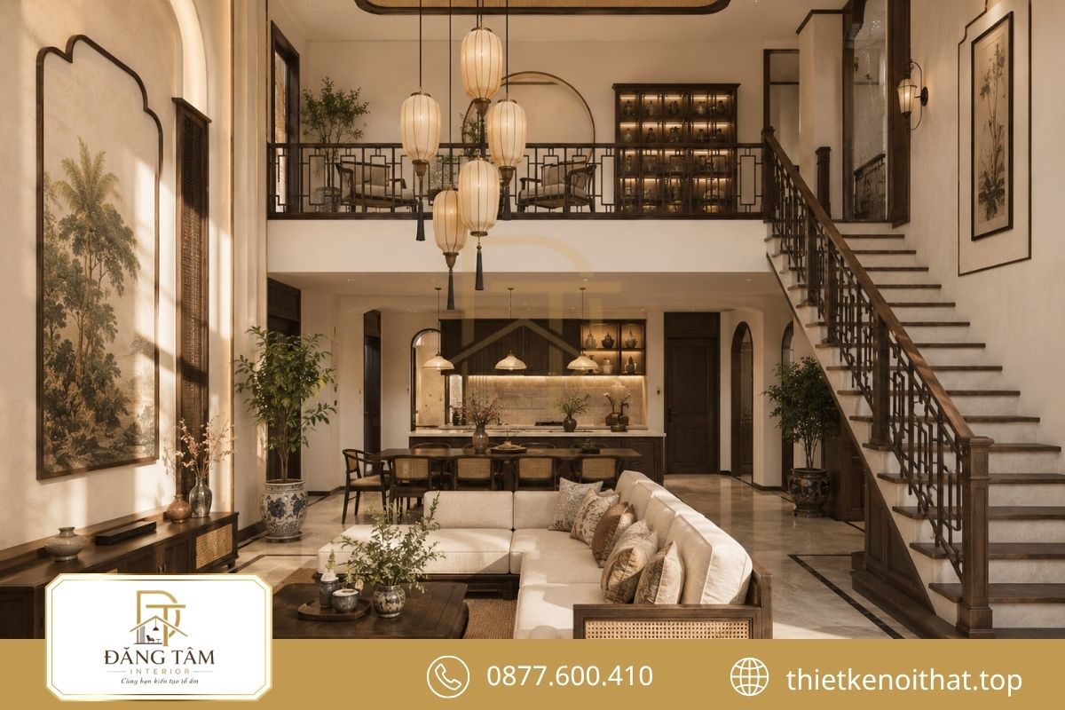 Gỗ, mây đan và đường vòm làm nổi bật nét Indochine