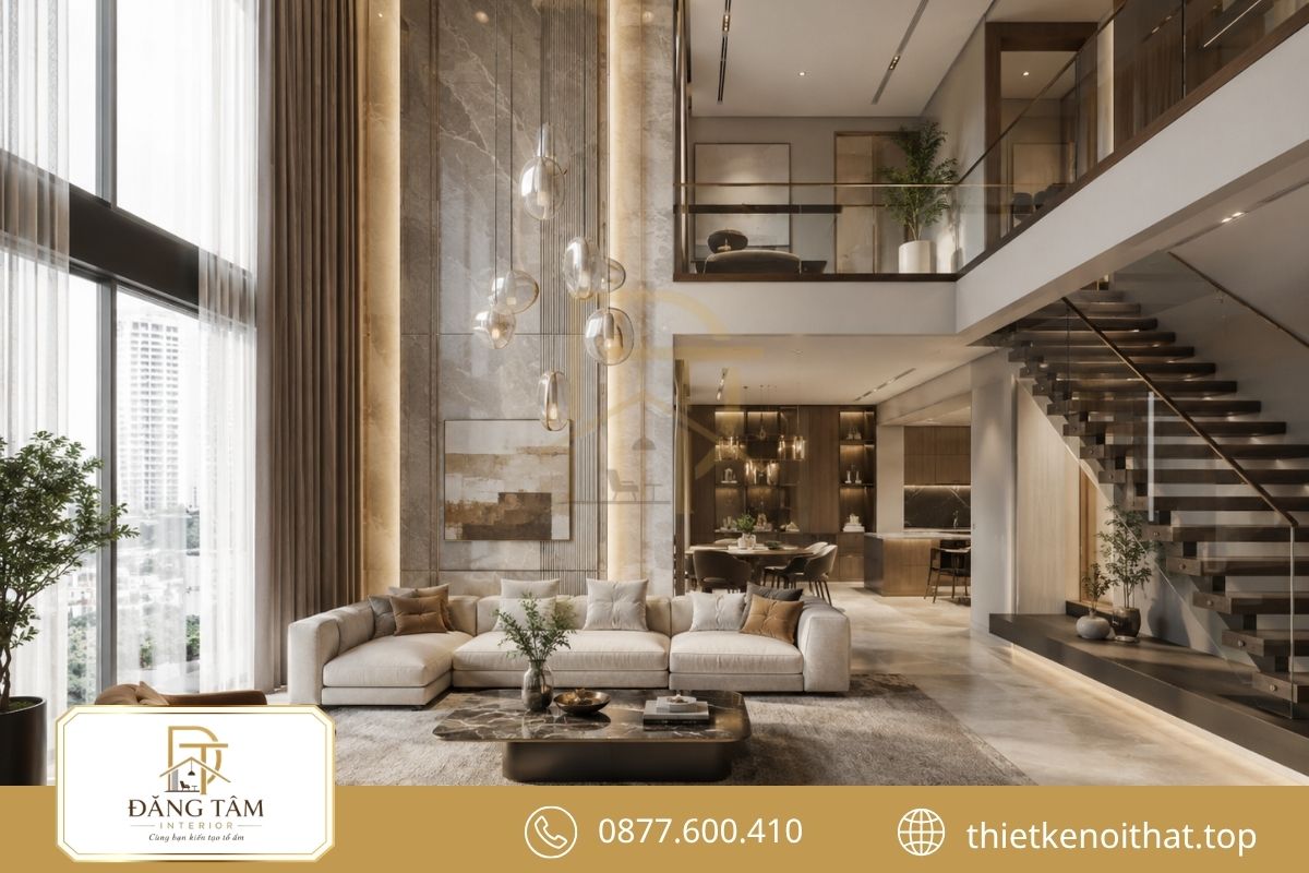 Khoảng thông tầng mở rộng tầm nhìn và tăng chiều sâu không gian. 