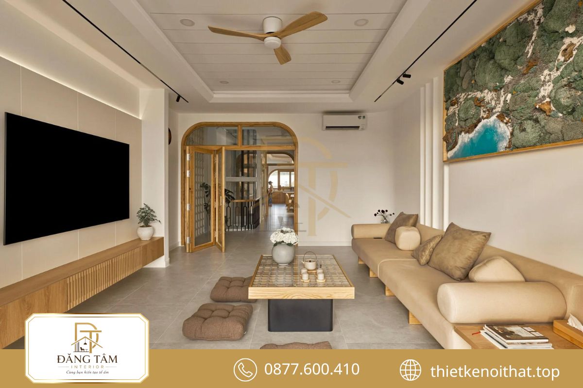 Mẫu nội thất nhà ống mặt tiền 5m sang trọng, tối ưu công năng