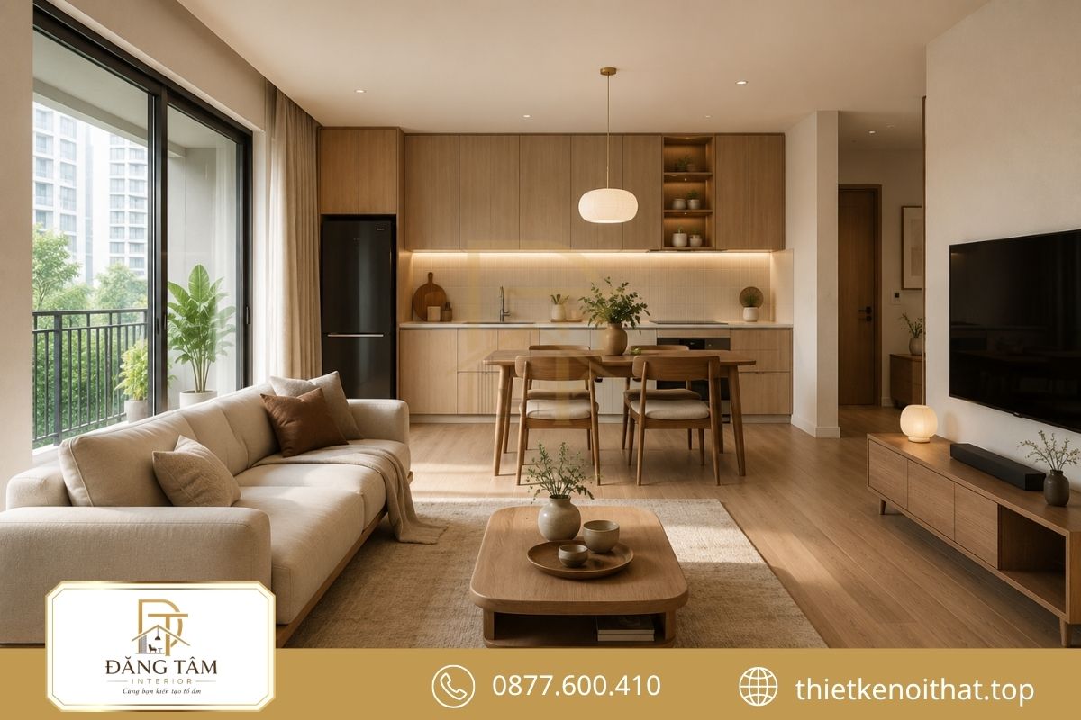 Phong cách Japandi kết hợp gỗ tự nhiên và bảng màu ấmPhong cách Japandi kết hợp gỗ tự nhiên và bảng màu ấm