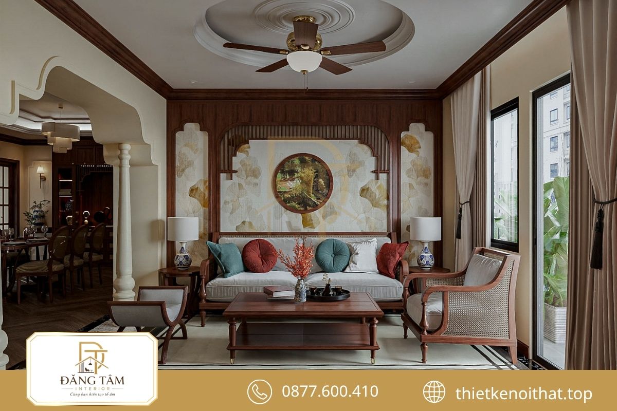 Mẫu thiết kế nhà chung cư 80m2 Indochine đậm nét Đông Dương