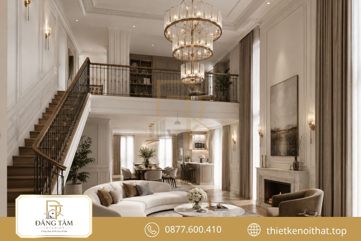 Phào chỉ mảnh và nội thất đường cong tạo vẻ tinh tế. 