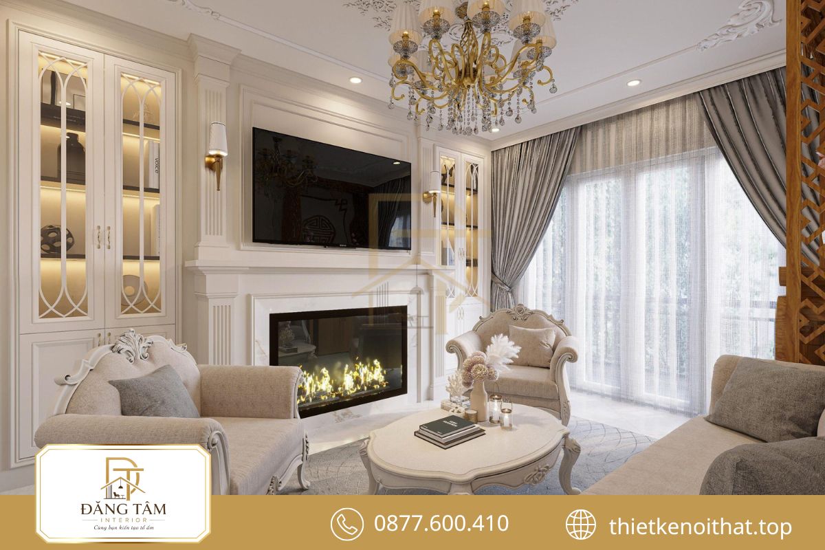 Nội thất nhà ống 3m Tân cổ điển sang trọng, cân đối và đầy cuốn hút