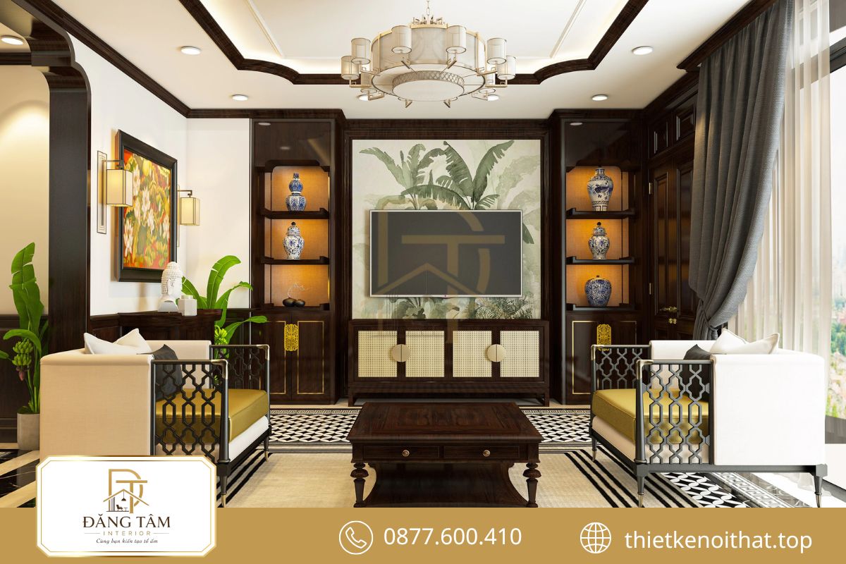 Nội thất nhà phố Indochine kết hợp tinh hoa Đông Dương cùng vẻ đẹp sang trọng hiện đại