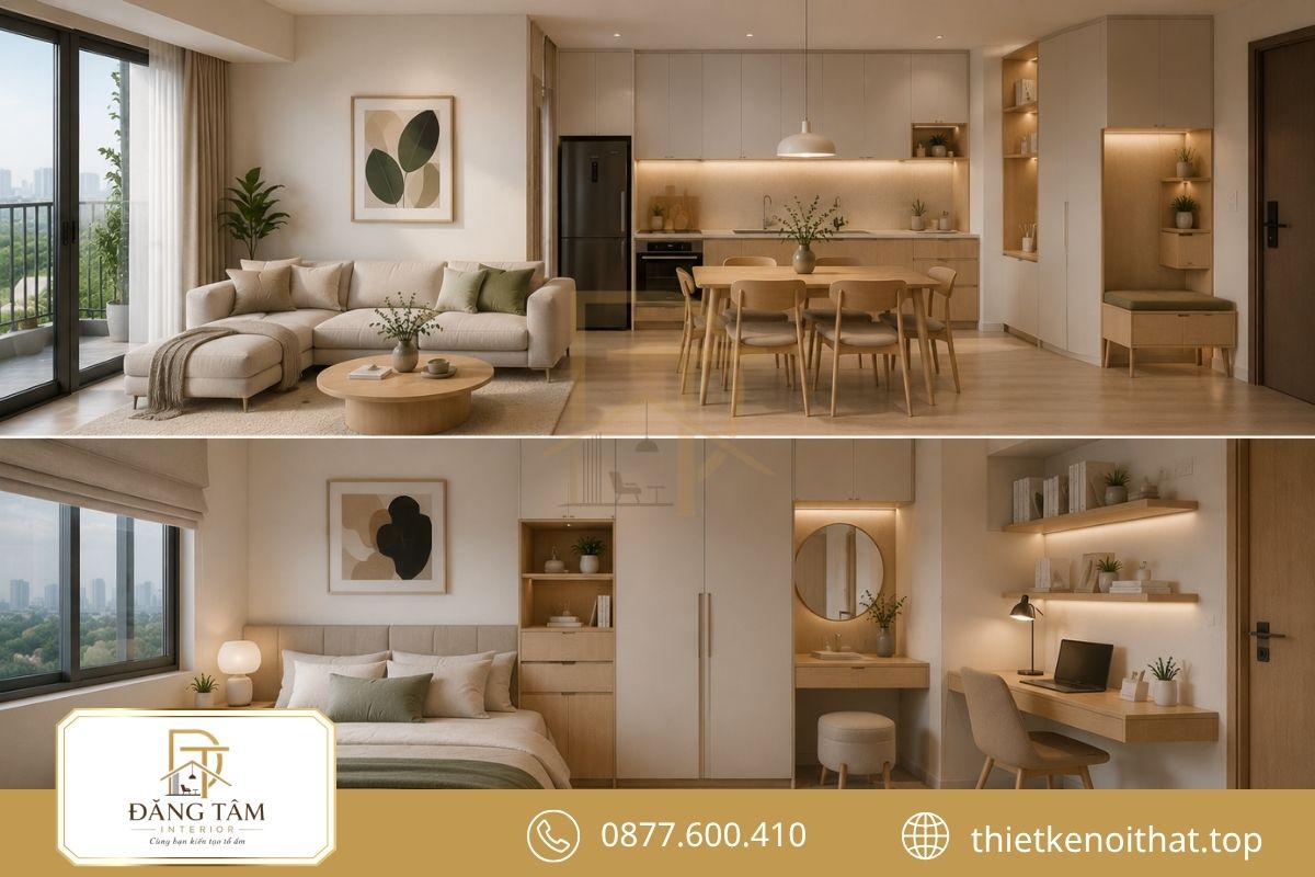 Nội thất thông minh giúp căn hộ 45m2 linh hoạt và tiết kiệm diện tích