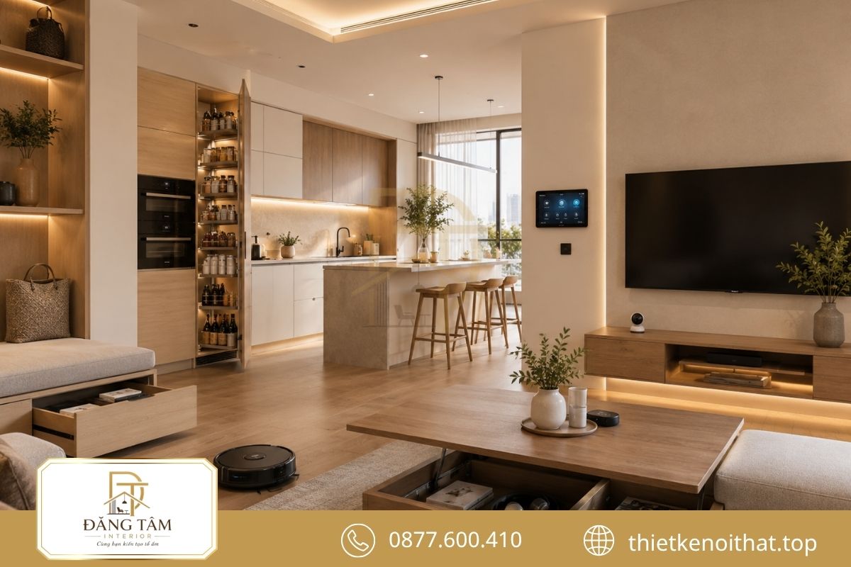 Nội thất thông minh nâng cao trải nghiệm sử dụng căn hộ 100m2 