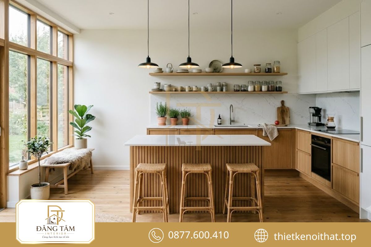 Ánh sáng tự nhiên kết hợp nội thất sáng màu tạo cảm giác rộng mở hơn