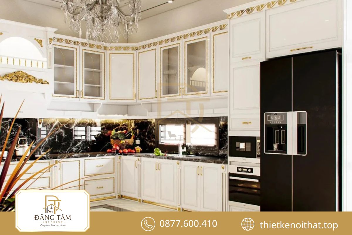 Đường phào tinh tế kết hợp bố cục đối xứng tạo vẻ đẹp thanh lịch