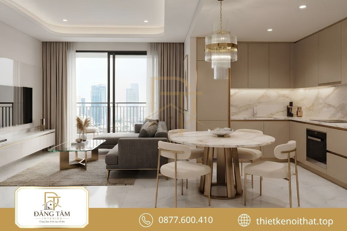 Thiết kế nội thất chung cư 55m2 phong cách hiện đại tinh gọn tiện nghi 