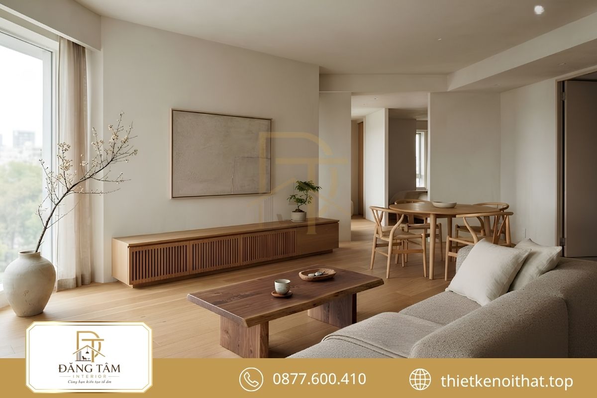 Thiết kế nội thất căn hộ 55m2 phong cách Japandi ấm cúng tinh tế 