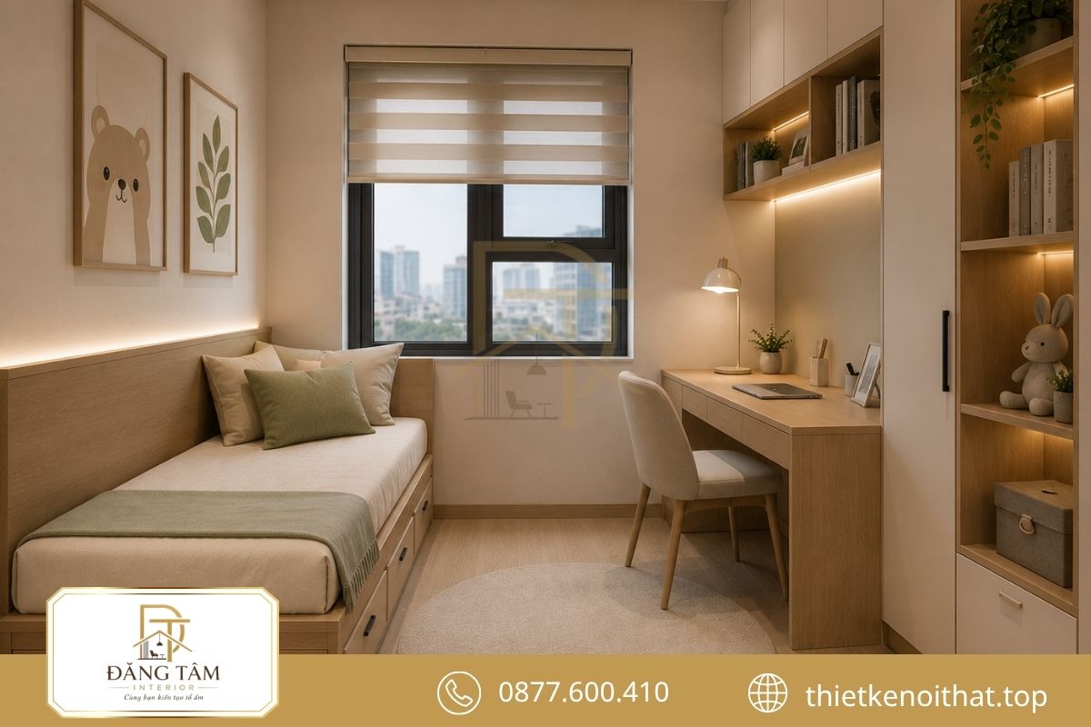 Thiết kế căn hộ nhỏ 50m2 với phòng ngủ phụ đa năng linh hoạt