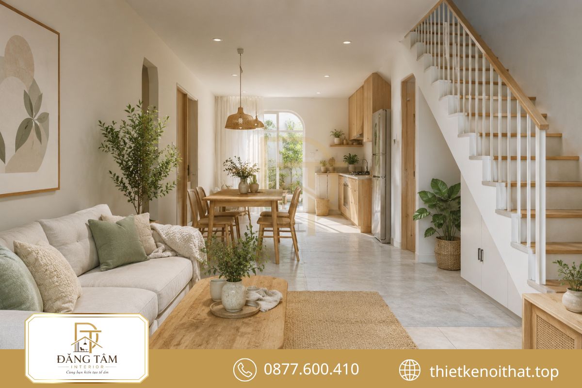 Thiết kế nội thất nhà ống đón sáng tự nhiên, tăng cảm giác rộng rãi