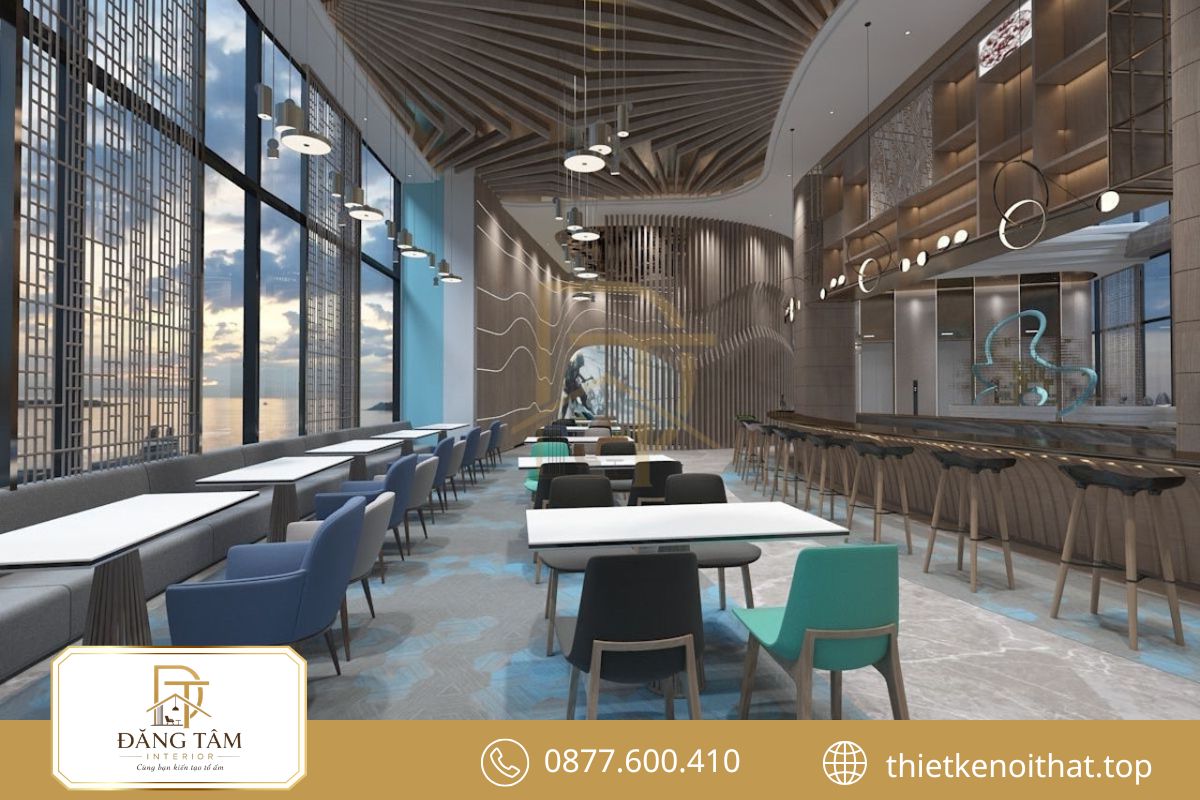Không gian buffet chuyên nghiệp, phục vụ lượng khách lớn vào giờ cao điểm.