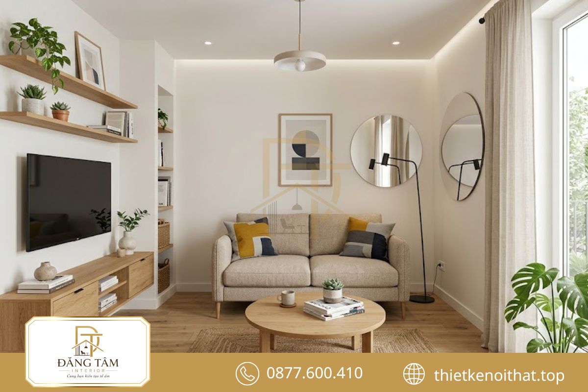Giải pháp thi công nội thất phòng khách nhỏ tối ưu diện tích và công năng sử dụng