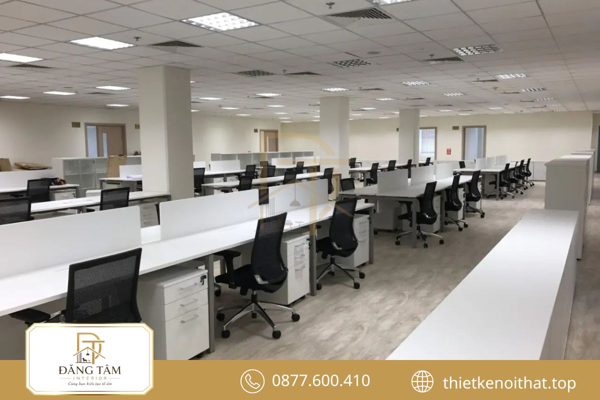 Thi công nội thất khu làm việc tối ưu diện tích, tạo môi trường làm việc hiệu quả.