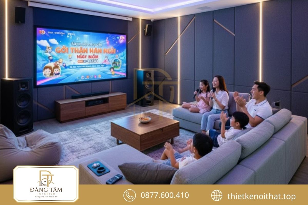 Phòng karaoke gia đình ấm cúng, tiện nghi