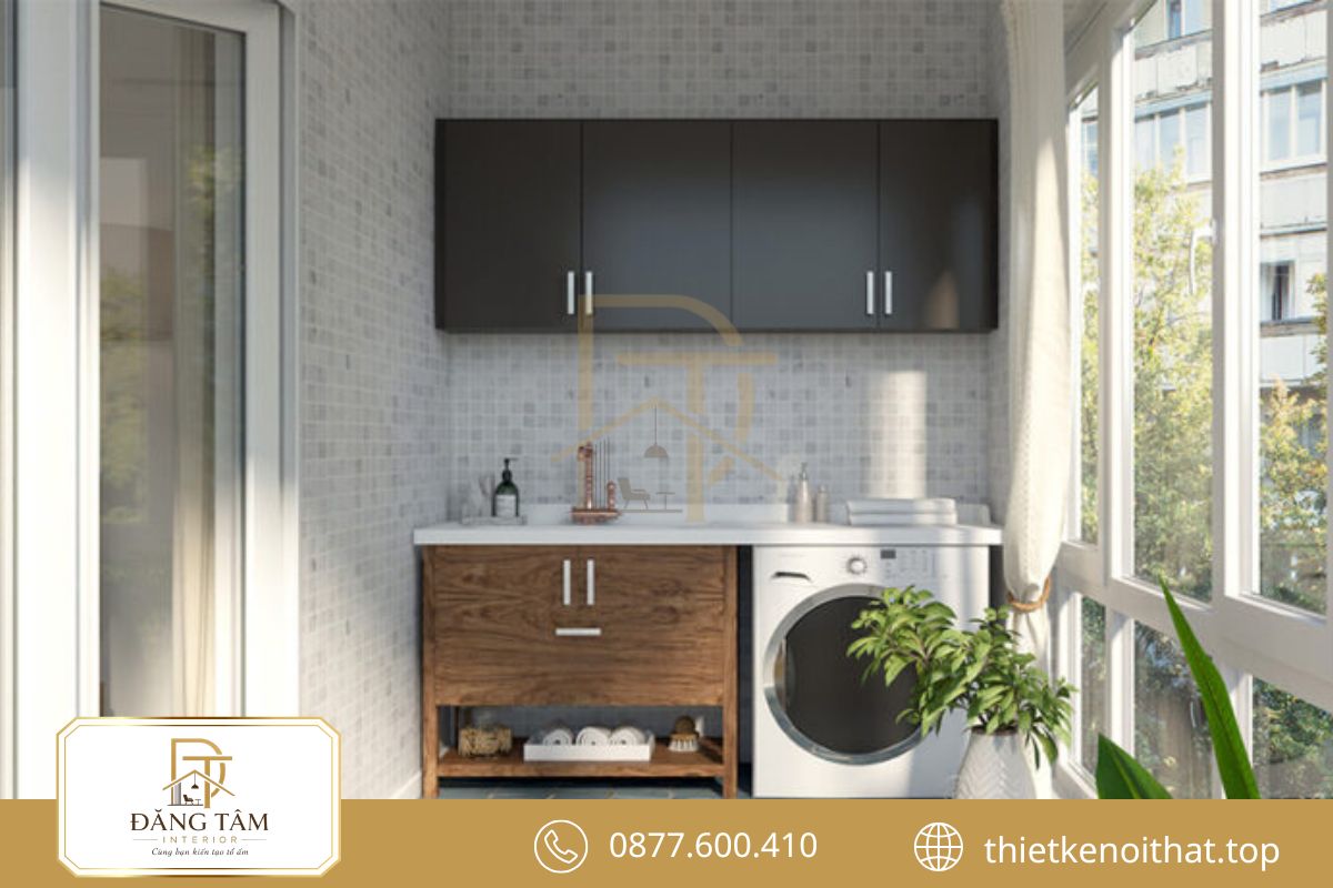 Ban công căn hộ 68m2 được tận dụng làm góc thư giãn xanh mát 