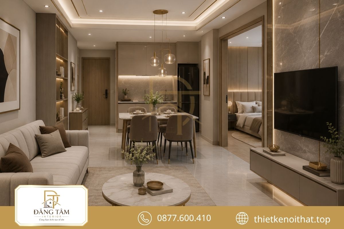Thiết kế căn hộ 45m2 Luxury tinh gọn, sang trọng mà không chật chội