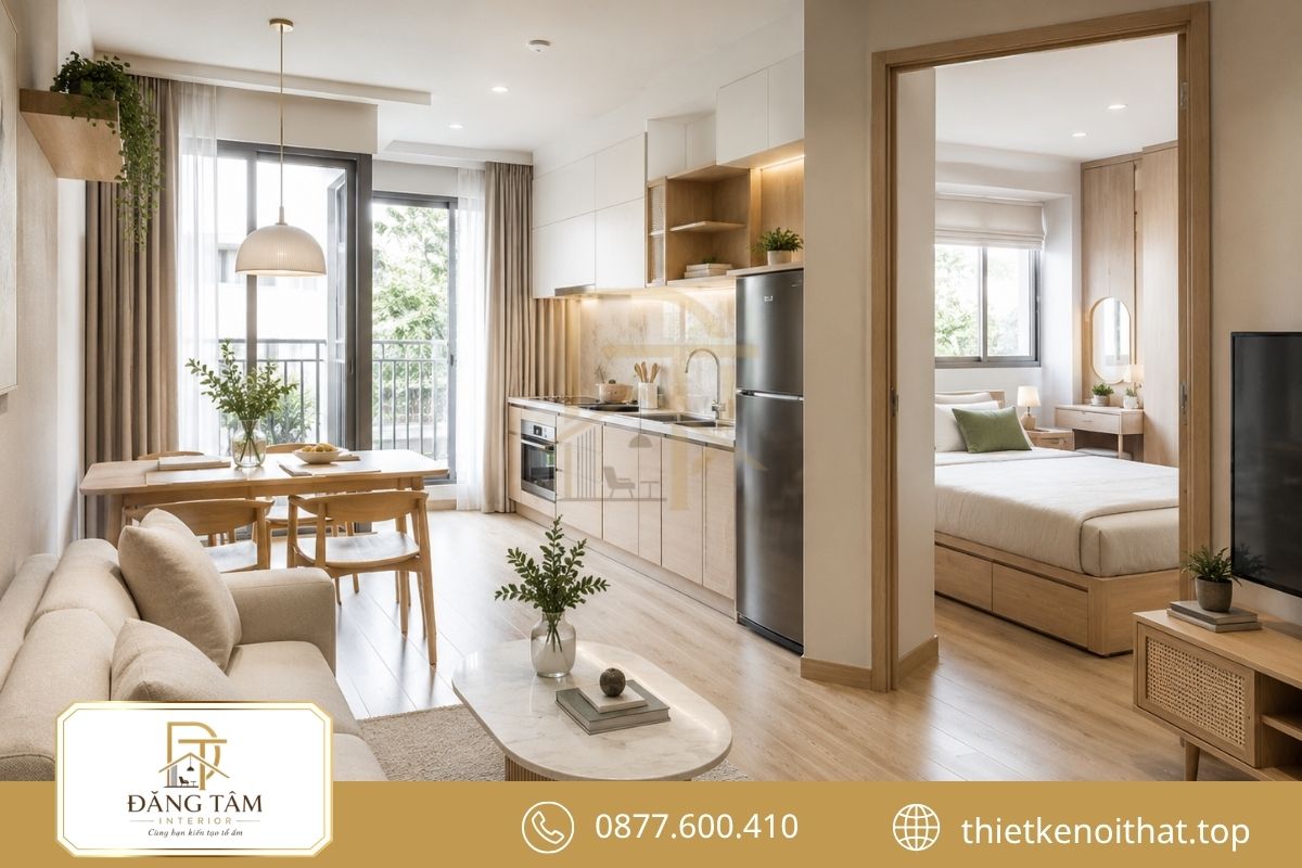 Thiết kế căn hộ 50m2 một phòng ngủ tối ưu diện tích và công năng