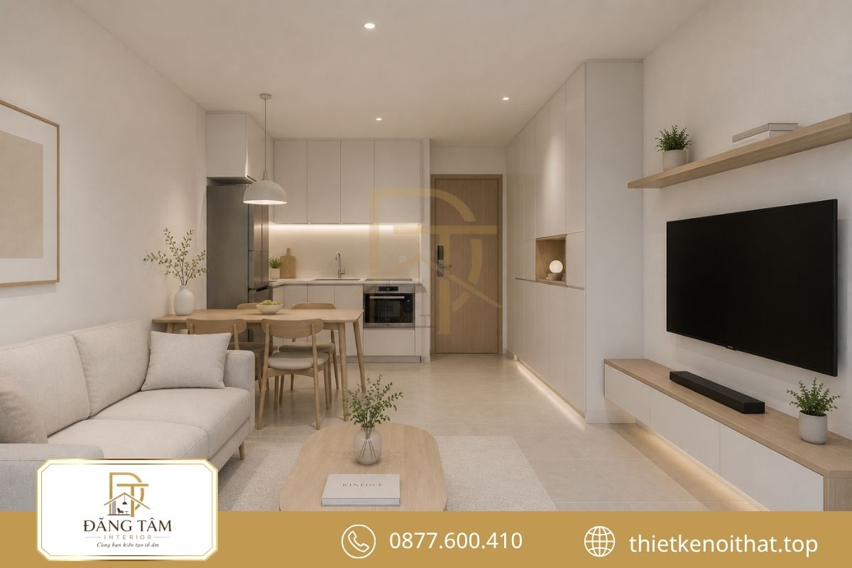 Nội thất căn hộ 50m2 tối giản ưu tiên công năng và sự gọn gàng