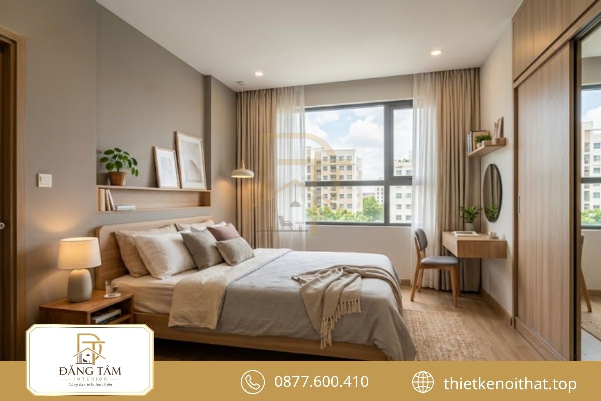 Thiết kế căn hộ 55m2 2 phòng ngủ cân bằng công năng và diện tích 