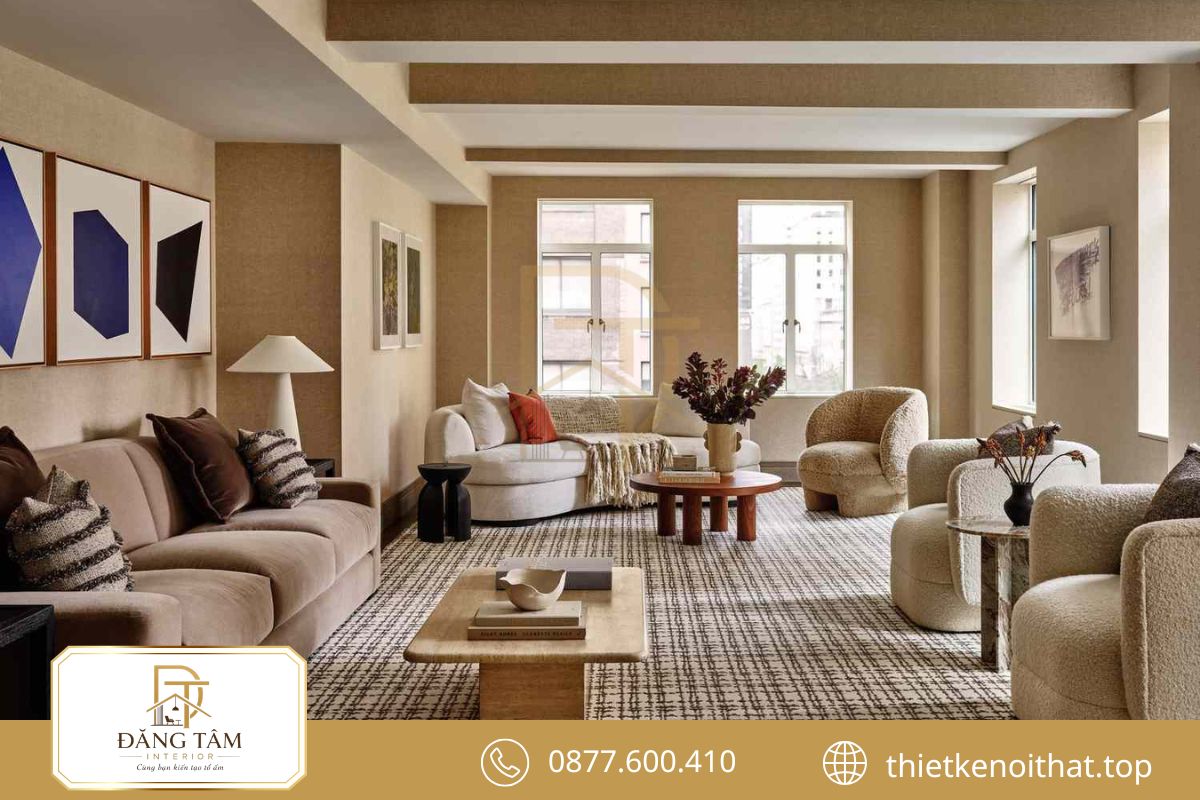 Thiết kế căn hộ 68m2 tone màu ấm tạo cảm giác gần gũi và thư giãn 