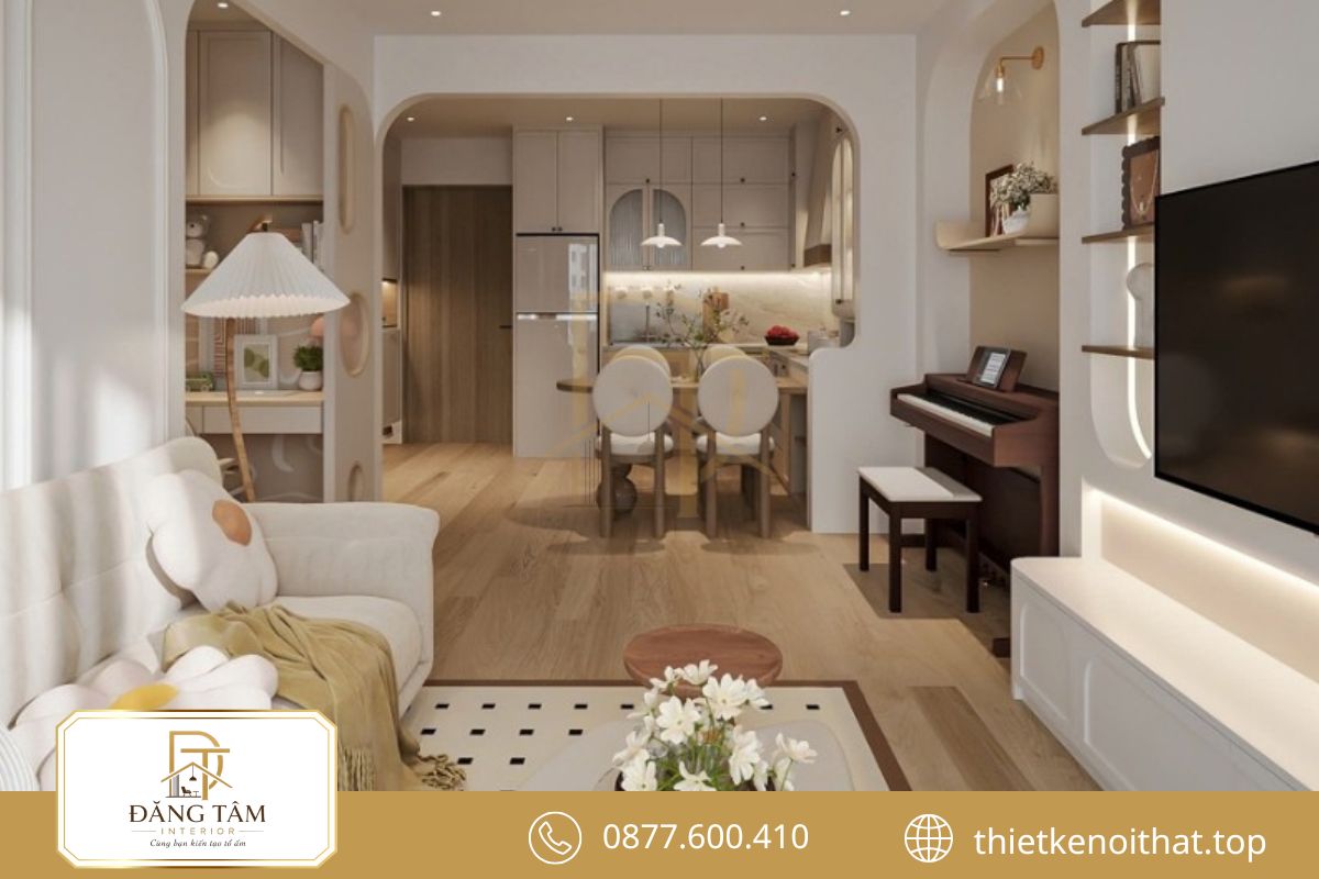 Mẫu thiết kế căn hộ 68m2 tone pastel nhẹ nhàng dành cho gia đình trẻ 