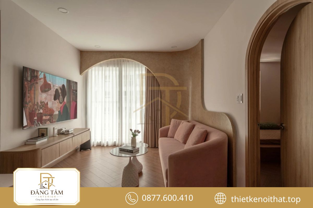 Không gian trang trí căn hộ chung cư 70m2 Wabi Sabi mộc mạc và thư thái
