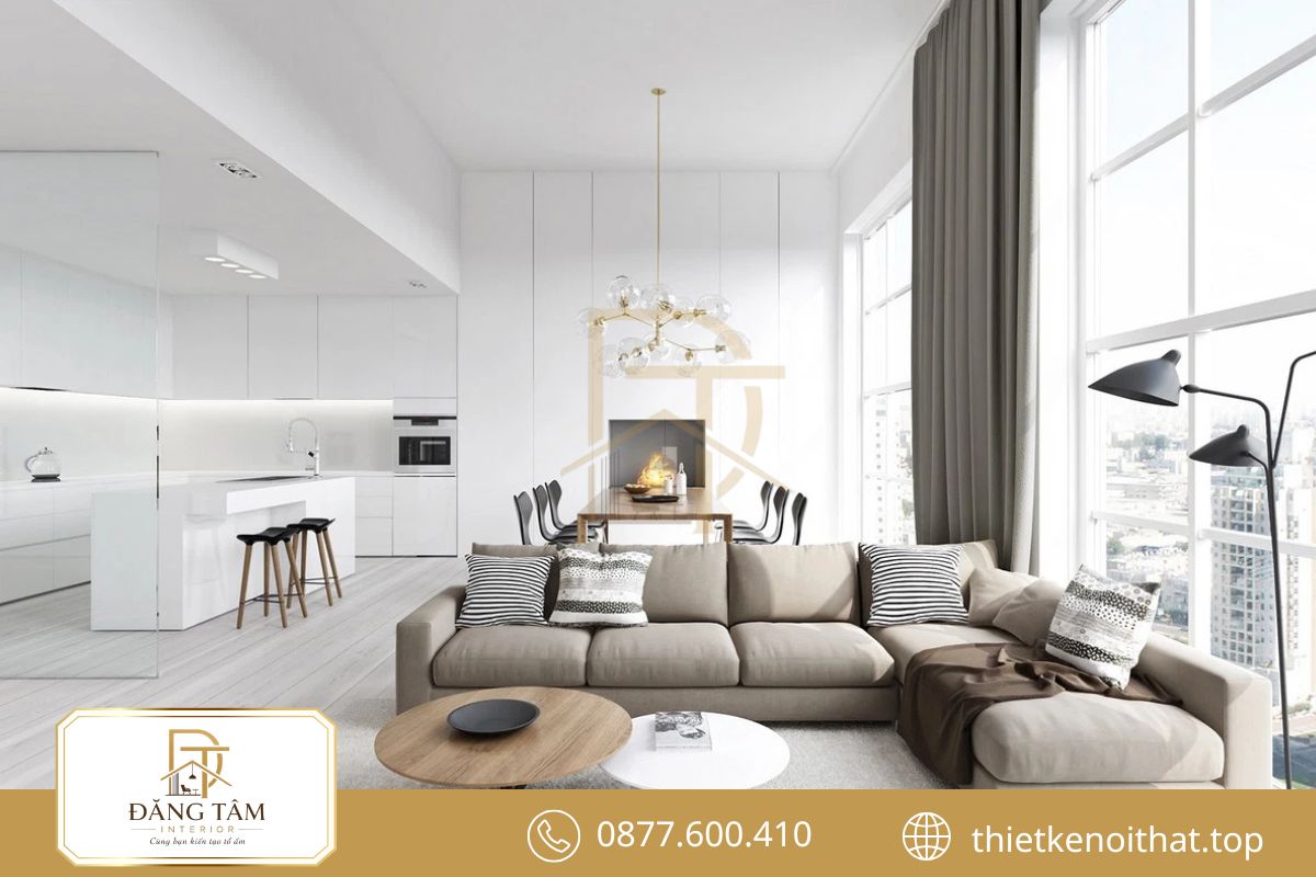 Gam màu sáng kết hợp gỗ tự nhiên trong thiết kế chung cư phong cách Bắc Âu