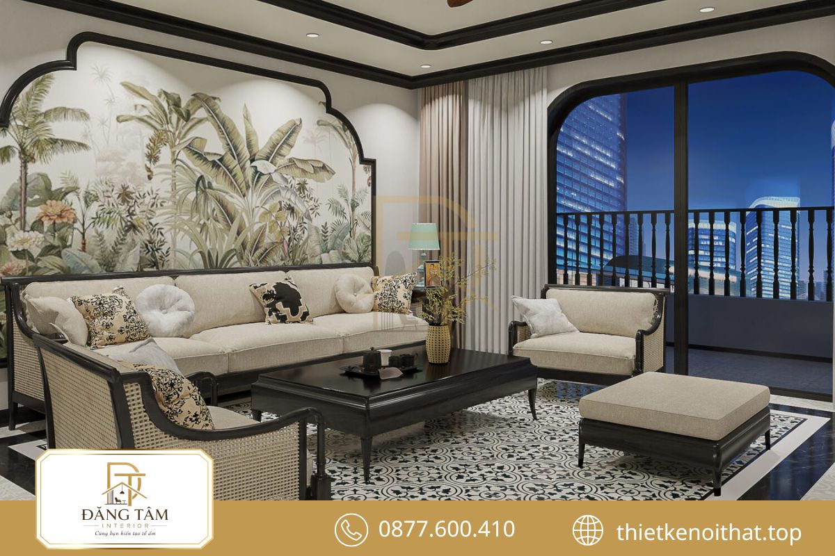 Thiết kế căn hộ chung cư 75m2 Indochine kết hợp nét truyền thống cùng tiện nghi hiện đại