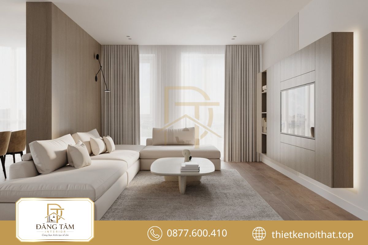 Không gian thoáng sáng với thiết kế nội thất căn hộ chung cư phong cách tối giản