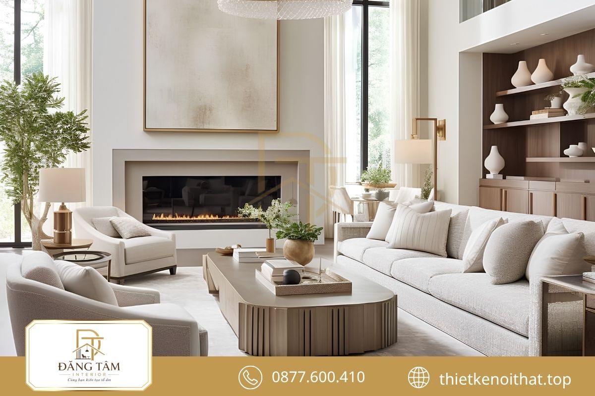 Căn hộ 110m2 Modern Classic thanh lịch với phào nhẹ và nội thất hiện đại 