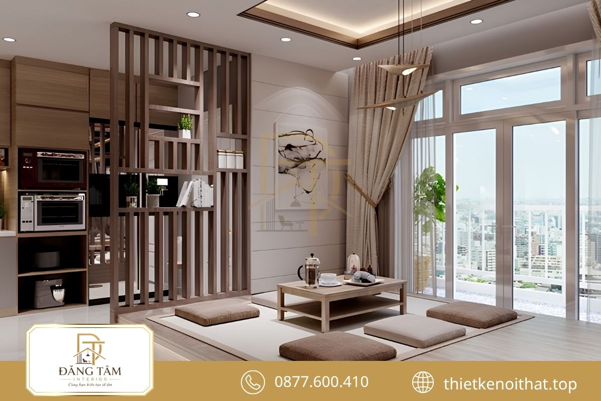 Thiết kế nội thất chung cư 110m2 Tropical hiện đại gần gũi với cây xanh và gỗ 