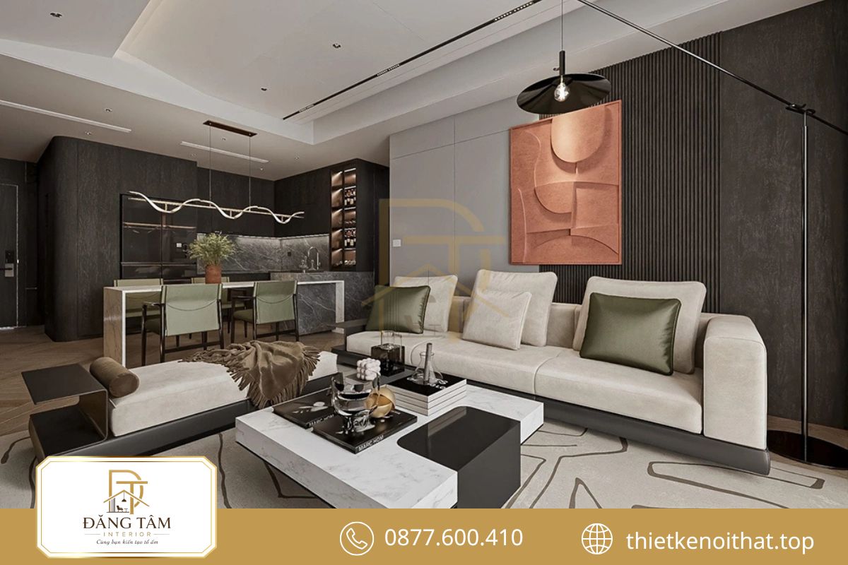 Mẫu nội thất chung cư 70m2 đẹp Luxury sử dụng vật liệu cao cấp và tinh tế