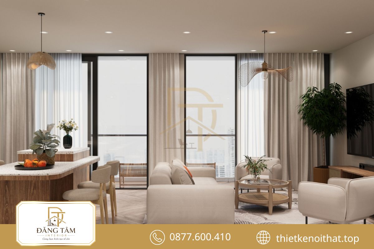 Thiết kế nội thất chung cư 75m2 hiện đại tối ưu công năng, không gian sáng và tiện nghi vượt trội