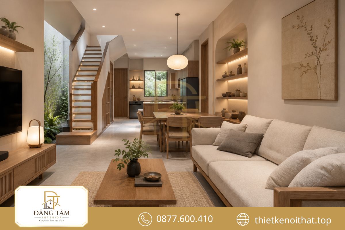 Thiết kế nội thất nhà ống 5x12m cân bằng công năng và thẩm mỹ hài hòa