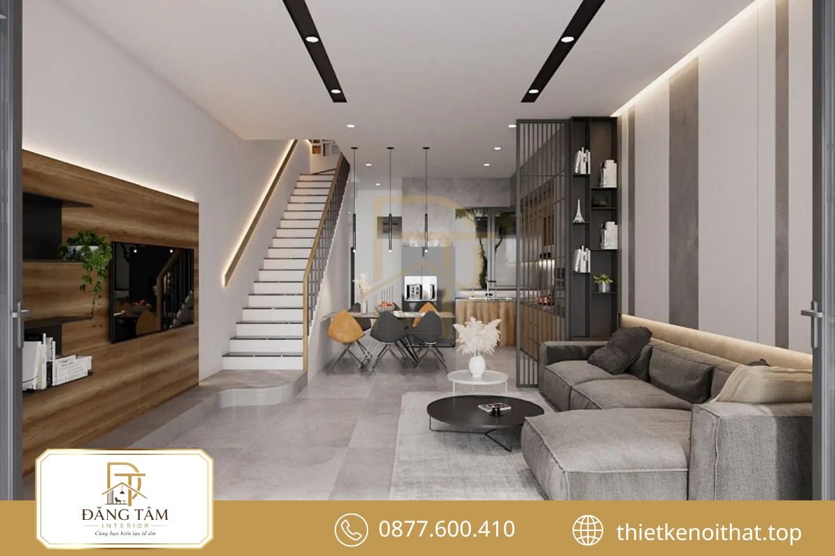 Thiết kế nội thất nhà ống mặt tiền 4m cân đối và thông thoáng