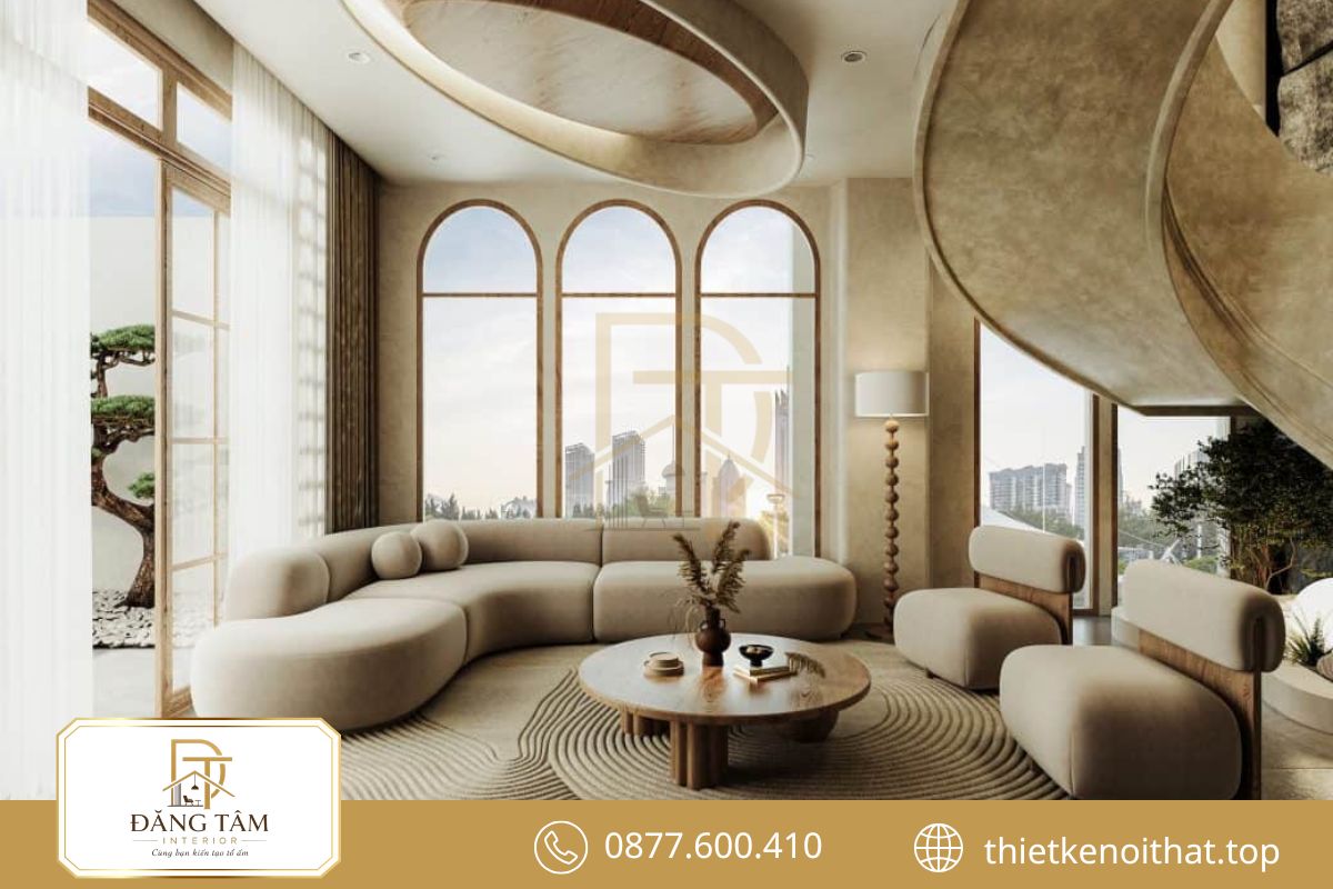 Thiết kế nội thất nhà phố Wabi Sabi tôn vinh vẻ đẹp mộc mạc và tự nhiên bền vững